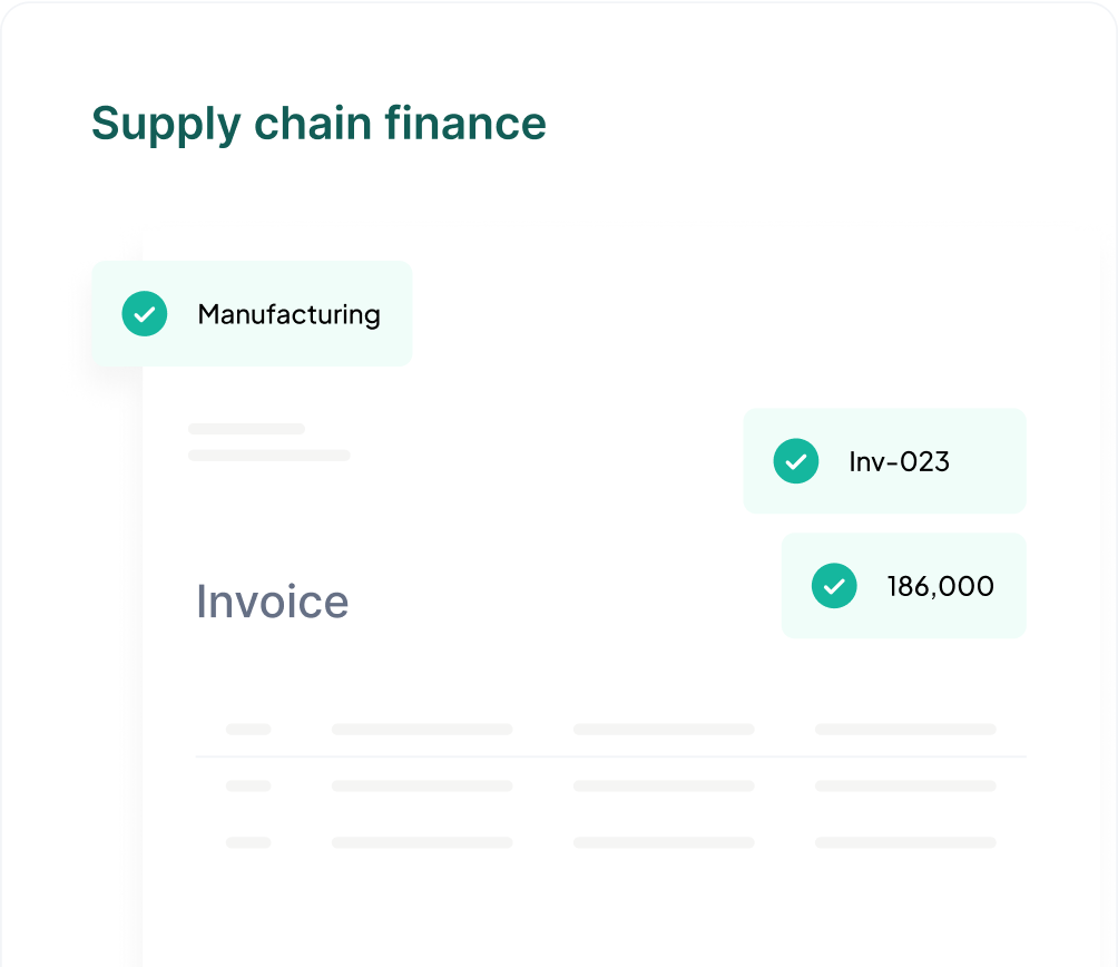 Interface Finco de financement de la chaîne d’approvisionnement présentant une facture approuvée