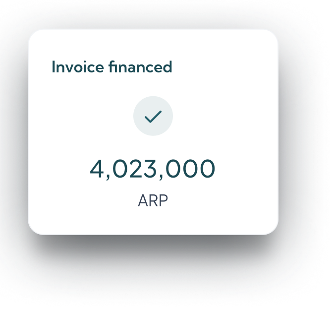 Interface Finco indiquant le financement approuvé d'un paiement contractuel